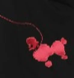 Hot Pink Embroidered Poodle Swing Skirt Black