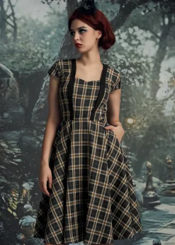 Black Plaid Swing Dress