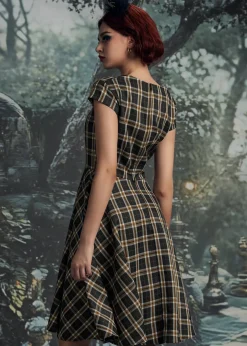 Black Plaid Swing Dress