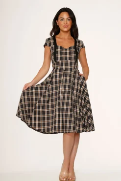 Black Plaid Swing Dress