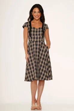 Black Plaid Swing Dress