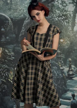 Black Plaid Swing Dress