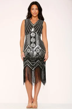 Black Silver Flapper Dress Discount
