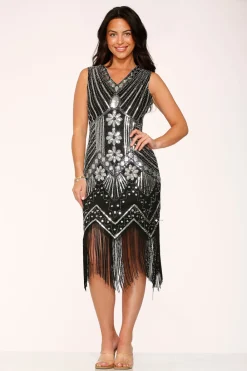 Black Silver Flapper Dress Discount