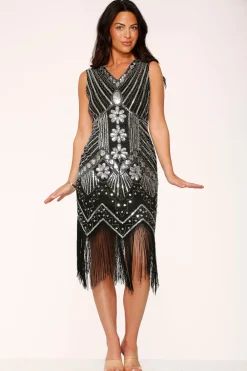 Black Silver Flapper Dress Discount