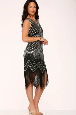 Black Silver Flapper Dress Discount