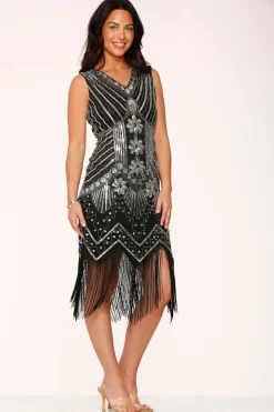 Black Silver Flapper Dress Discount