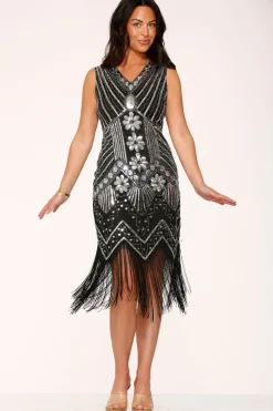 Black Silver Flapper Dress Discount