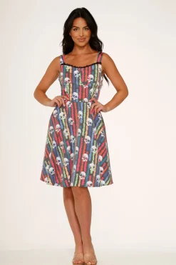 Black Skulls Rainbow Swing Dress Sale