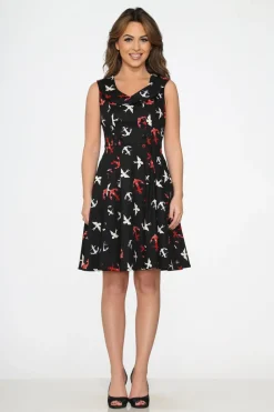 Black Swallow Swing Dress Hot