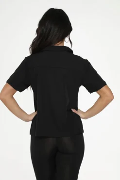 White Embroidered Poodle Top Black New