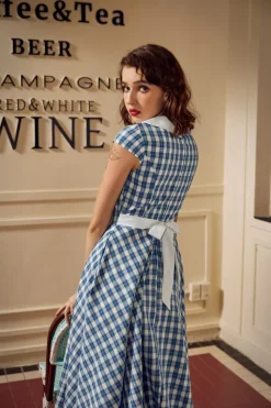 Blue Checker Swing Dress