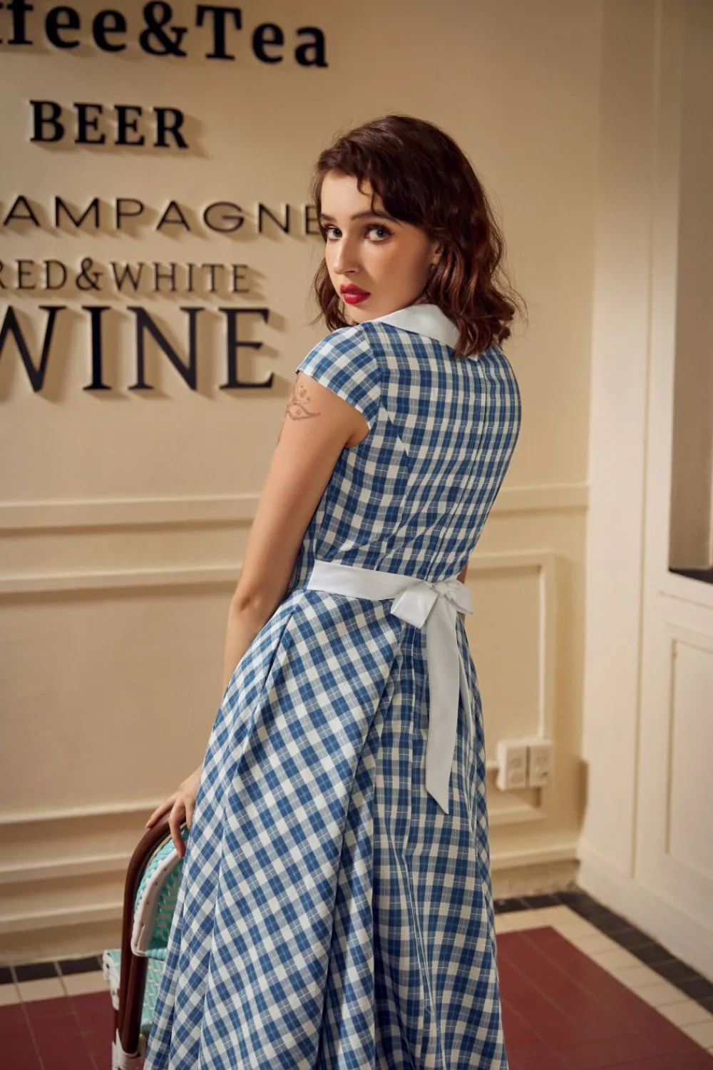 Blue Checker Swing Dress