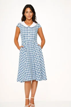 Blue Checker Swing Dress