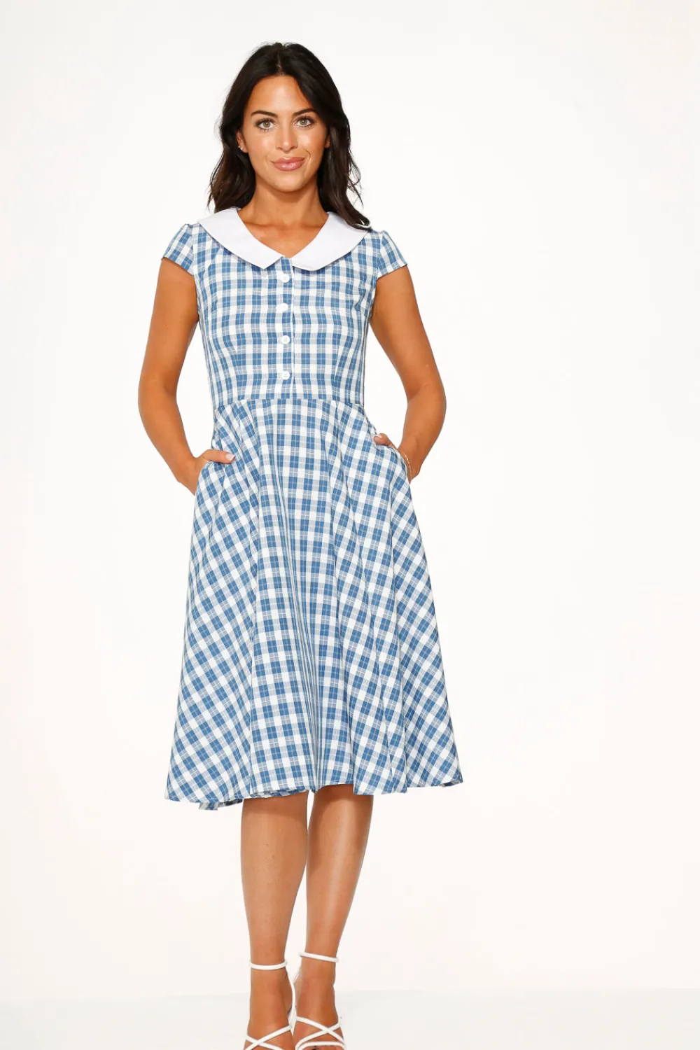 Blue Checker Swing Dress