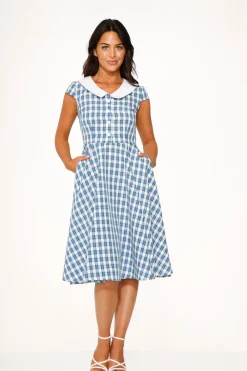 Blue Checker Swing Dress
