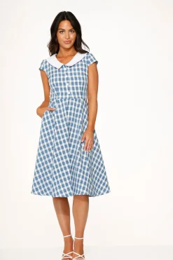 Blue Checker Swing Dress