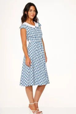 Blue Checker Swing Dress