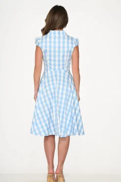 Blue Checkmate Swing Dress Outlet