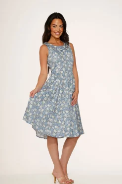 Blue Daisy Floral Swing Dress Hot