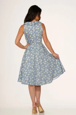Blue Daisy Floral Swing Dress Hot
