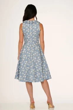 Blue Daisy Floral Swing Dress Hot