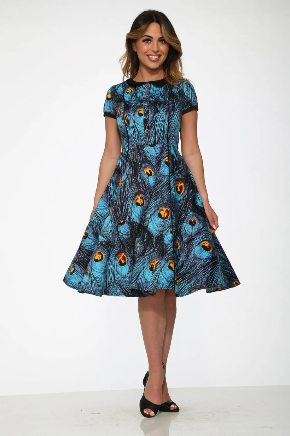 Orchid Bloom Clothing Blue Peacock Swing Dress Hot