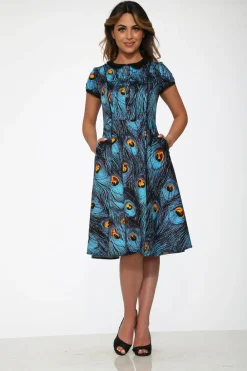 Orchid Bloom Clothing Blue Peacock Swing Dress Hot