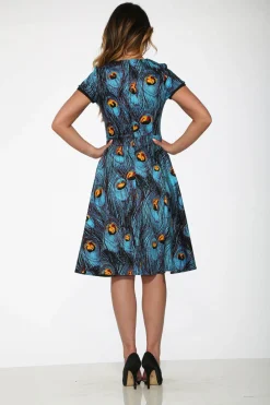 Orchid Bloom Clothing Blue Peacock Swing Dress Hot