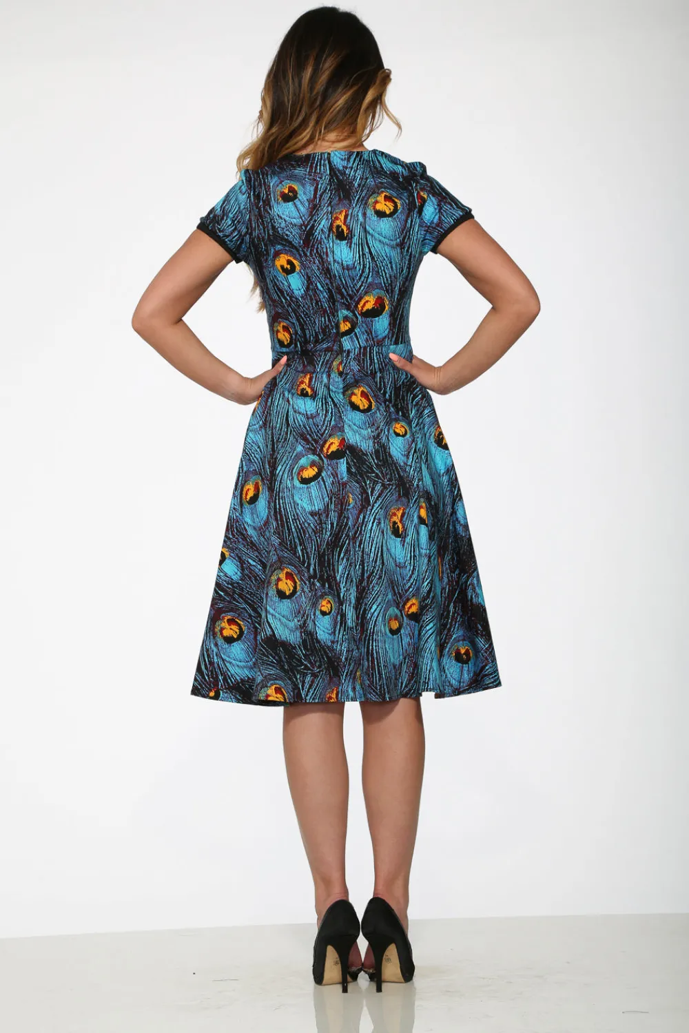 Orchid Bloom Clothing Blue Peacock Swing Dress Hot