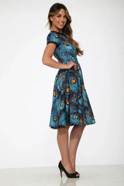 Orchid Bloom Clothing Blue Peacock Swing Dress Hot