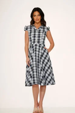 Blue Plaid Swing Dress Clearance