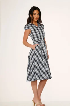 Blue Plaid Swing Dress Clearance