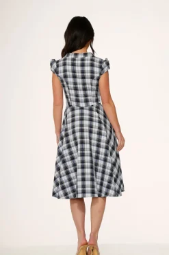 Blue Plaid Swing Dress Clearance