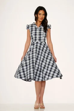 Blue Plaid Swing Dress Clearance