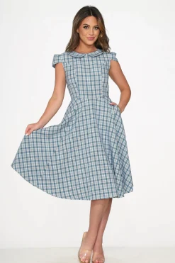 Blue Plaid Swing Dress Sale