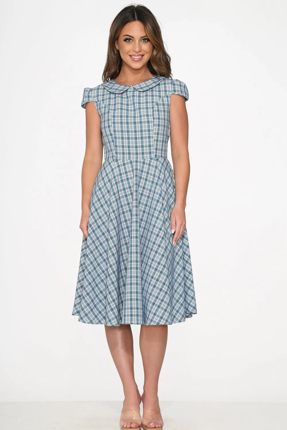 Blue Plaid Swing Dress Sale