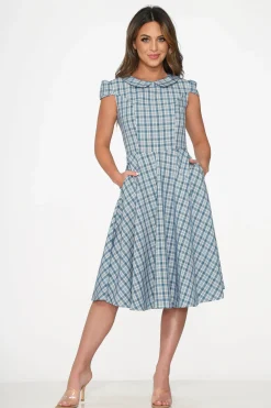 Blue Plaid Swing Dress Sale