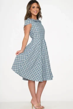 Blue Plaid Swing Dress Sale