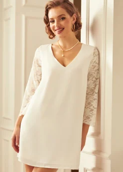 Hangzhou HS Fashion Corporation Ltd. Blushing With Bliss Shift Dress White Lace Hot