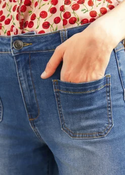 EZ Apparel Boardwalk Beauty Wide Leg Crop Jeans Medium Wash Outlet