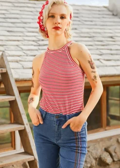 Boardwalk Breeze Striped Tank Red Stripe Sale