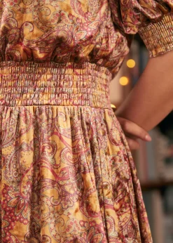 BTC Bohemian Rhapsody Balloon Sleeve Dress Golden Mirage Sale