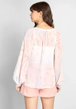 JANTEX INTERNATIONAL LIMITED Boho I Go Chiffon Blouse Tie Dye New