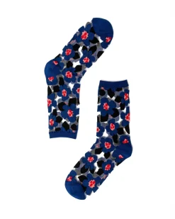 Bold Blue Floral Sheer Crew Sock Clearance