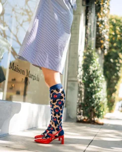 Bold Blue Sheer Knee High Sock Clearance