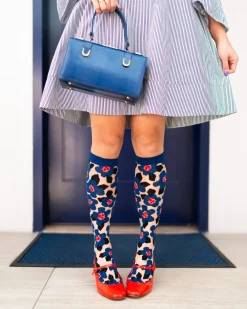 Bold Blue Sheer Knee High Sock Clearance