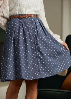 Bookstore's Best Chambray A-Line Skirt True Love Blue Hot