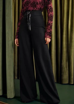Bop 'Til You Drop High Waist Wide Leg Pants Eclipse Noir New