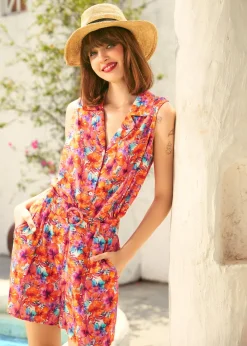 Breezy By Design Pleated Shorts Sunset Sangria Clearance